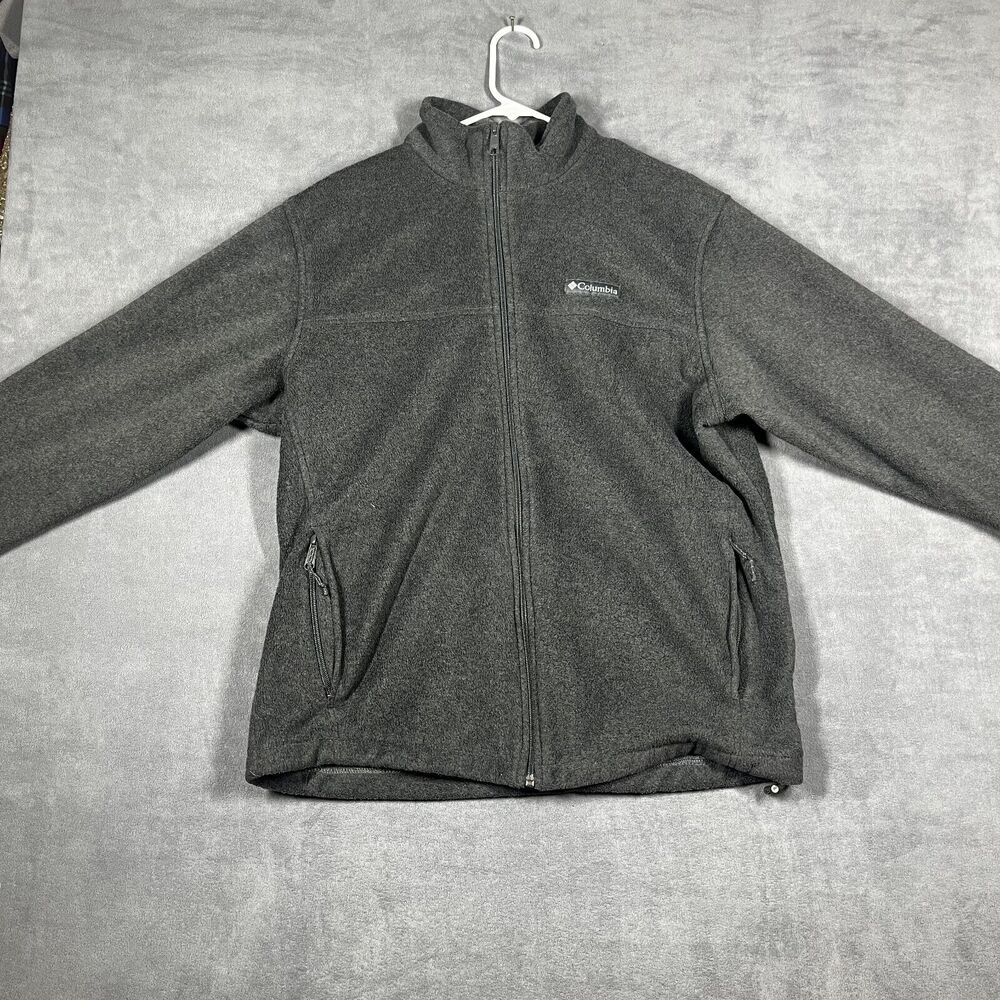Columbia Jacket Men's Large Gray Fleece Performance Pockets Long Sleeve Full Zip